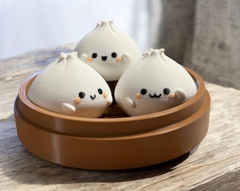 3D Printed Kawaii Bao Figurines: Happy Dim Sum Desk Decor