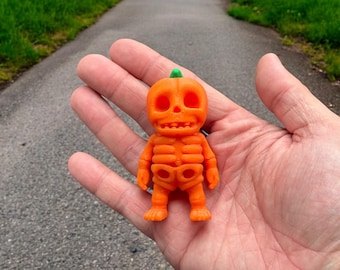 3D Printed Pumpkin Skeleton Buddy: Halloween Fidget Toy
