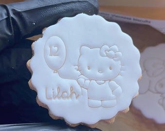 Personalized Kawaii Kitten Biscuit Stamp – Custom 3D Printed Fondant Embosser