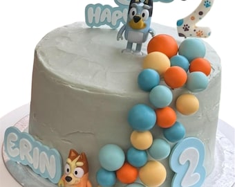 Personalized Blue Dog Cake Topper: 3D Printed Birthday Decoration