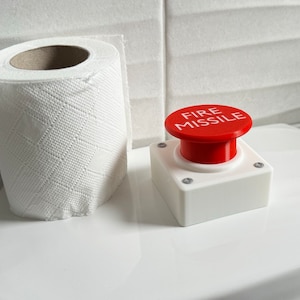 Botón de misil de baño impreso en 3D - Regalo de broma - Personalizable