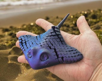 3D Printed Flexi Stingray Fidget Toy: Articulated Sensory Ocean Animal