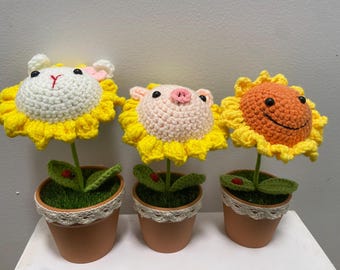 Crocheted Sunflower Pig/Bunny
