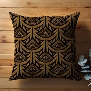 Art Deco Throw Pillow: Moody Dark Academia Cotton Decor