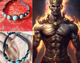 Never before seen king angelic solomon khodam warrior king dewa gemstone (Batu feroz) mustika stone bracelet, Super powerful strong!