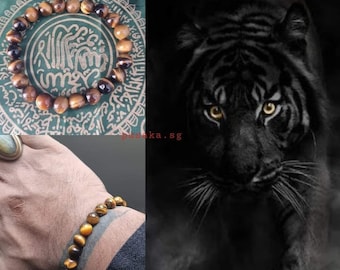 Powerful Khodam &quot;Harimau&quot; (Black Tiger) Exotic stone bracelet believed for high level protection, wealth fetching, authority