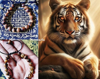 Exclusif et puissant Khodam « Harimau » (Tigre noir) Bracelet en pierres exotiques réputé pour sa protection de haut niveau, son attrait pour la richesse et l'autorité