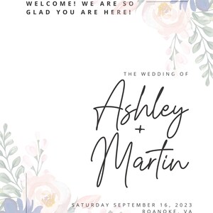 Wedding Welcome Sign, Wedding Welcome Poster, Welcome Sign, Floral Sign, Editable Template, 18x24