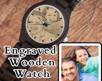 Engraved Wooden Watch, Custom Mens Watch, Personalized Mens Watch, 5th Anniversary Gift, Fathers Day Gift From Daughter