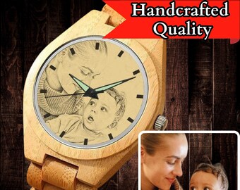 Engraved Wooden Watch, Custom Mens Watch, Personalized Mens Watch, 5th Anniversary Gift, Fathers Day Gift From Daughter