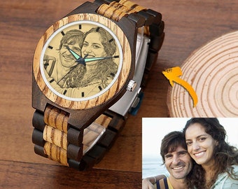 Custom Mens Watch, Engraved Wooden Watch, Personalized Mens Watch, 5th Anniversary Gift, Groomsman Gifts Personalized