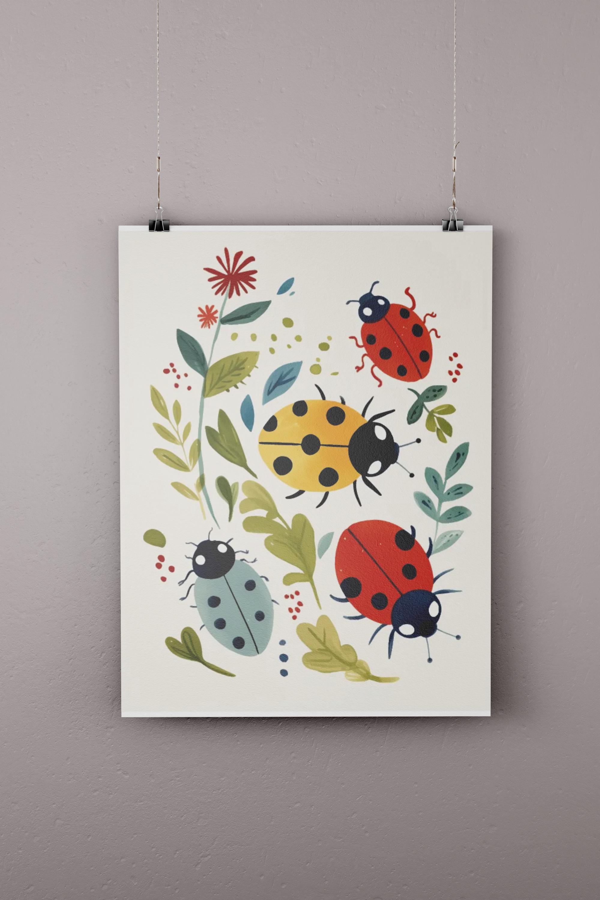 Ladybug Nursery Art Print, Bug Wall Decor (digital Download) - Etsy