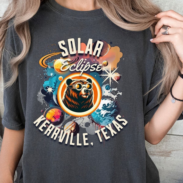 Kerrville Texas Total Solar Eclipse 2024 Shirt | Custom City State T-shirt | America Totality | Moon Astronomy | Solar Eclipse April 8 2024