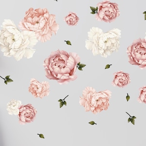 Peony Wall Decals: Pink & White Floral Stickers