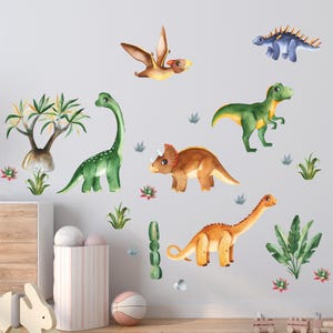 Watercolor Dinosaur Wall Decals: Baby Dino Nursery Decor