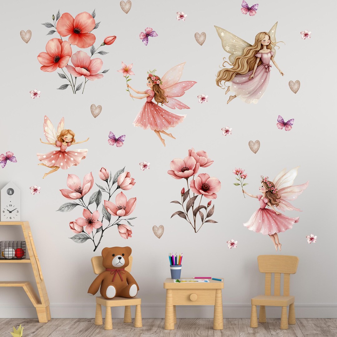 Fairy Wall Decals for Girls Room, Cute Flying Fairies Stickers — free download