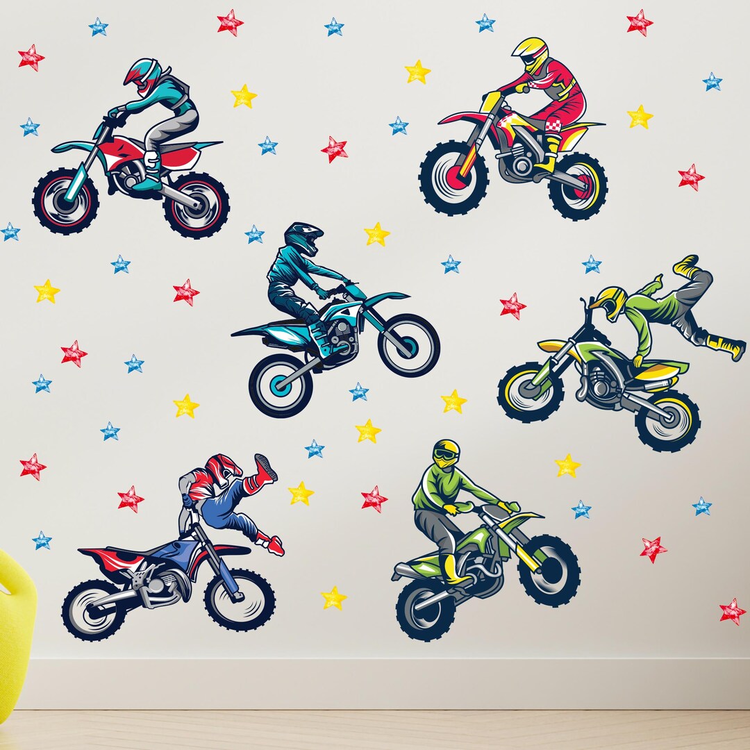 Motocross Rider Wall Decals Dirt Bike Rider Stickers Motocross Wall ...