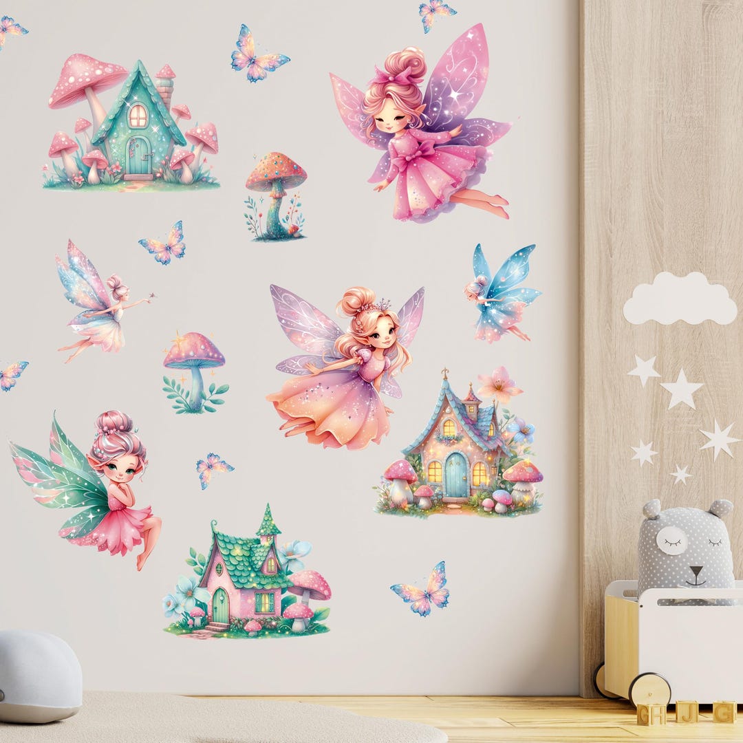 Fairy Wall Decals – Magical Fairy Wall Stickers With Wings, Moon, Stars ...
