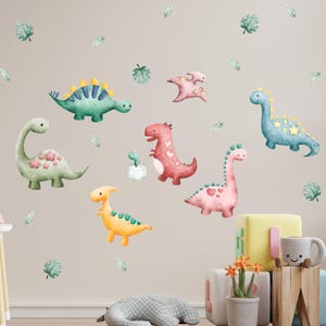 Watercolor Dinosaur Wall Decals: Pastel Dino Nursery Decor