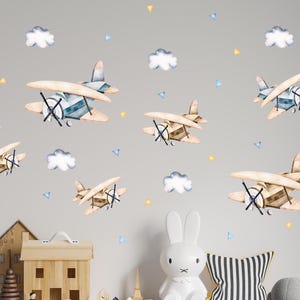 Vintage Flugzeug Wandtattoos: Luftfahrt Kinderzimmer Dekor
