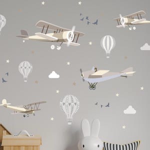 Vintage Flugzeug Wandtattoos: Luftfahrt Kinderzimmer Dekor