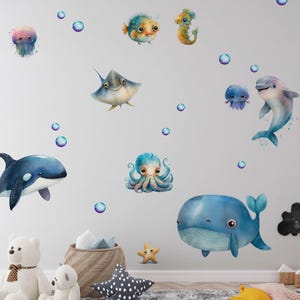 Ocean Animals Wall Decal Set – Under-the-Sea Marine Nursery Decor