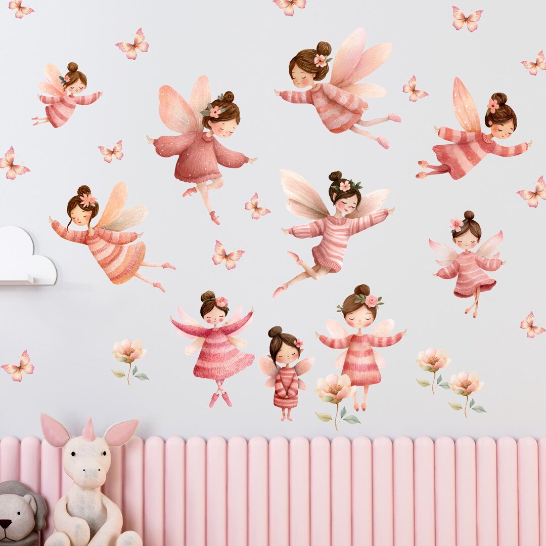 Fairy Wall Decals, Pink Fairy Wall Stickers, Cute Fairy Nursery Decor ...