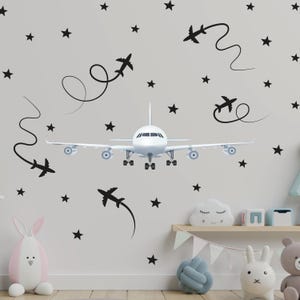 Flugzeug Wandtattoos: Kinderzimmer Dekoration, Jungenzimmer Aufkleber