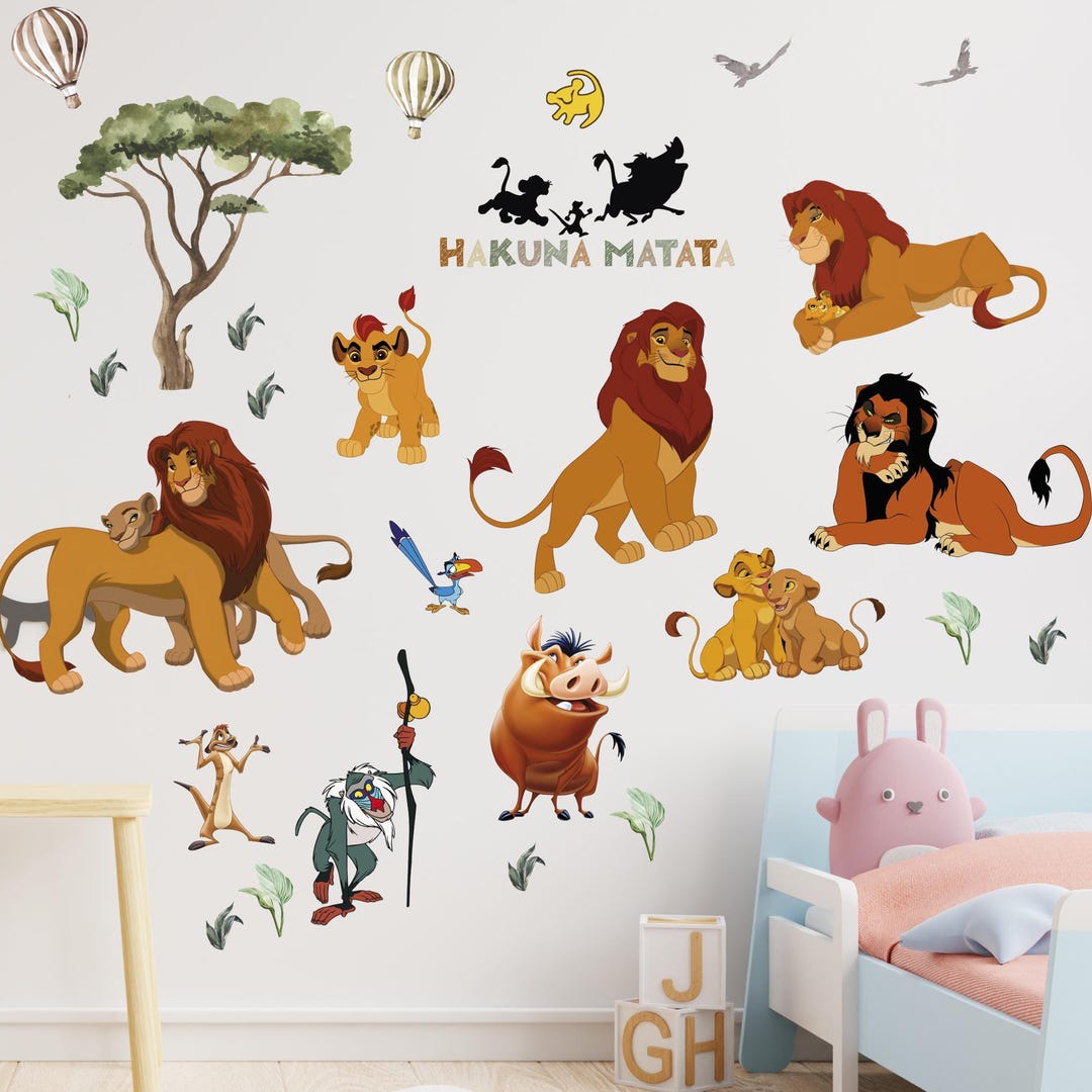 Cartoon Lion King Wall Stickers for Kids Room, Lion King Wall Decals ...