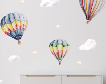Watercolor Hot Air Balloon Wall Decals: Pastel Nursery Decor