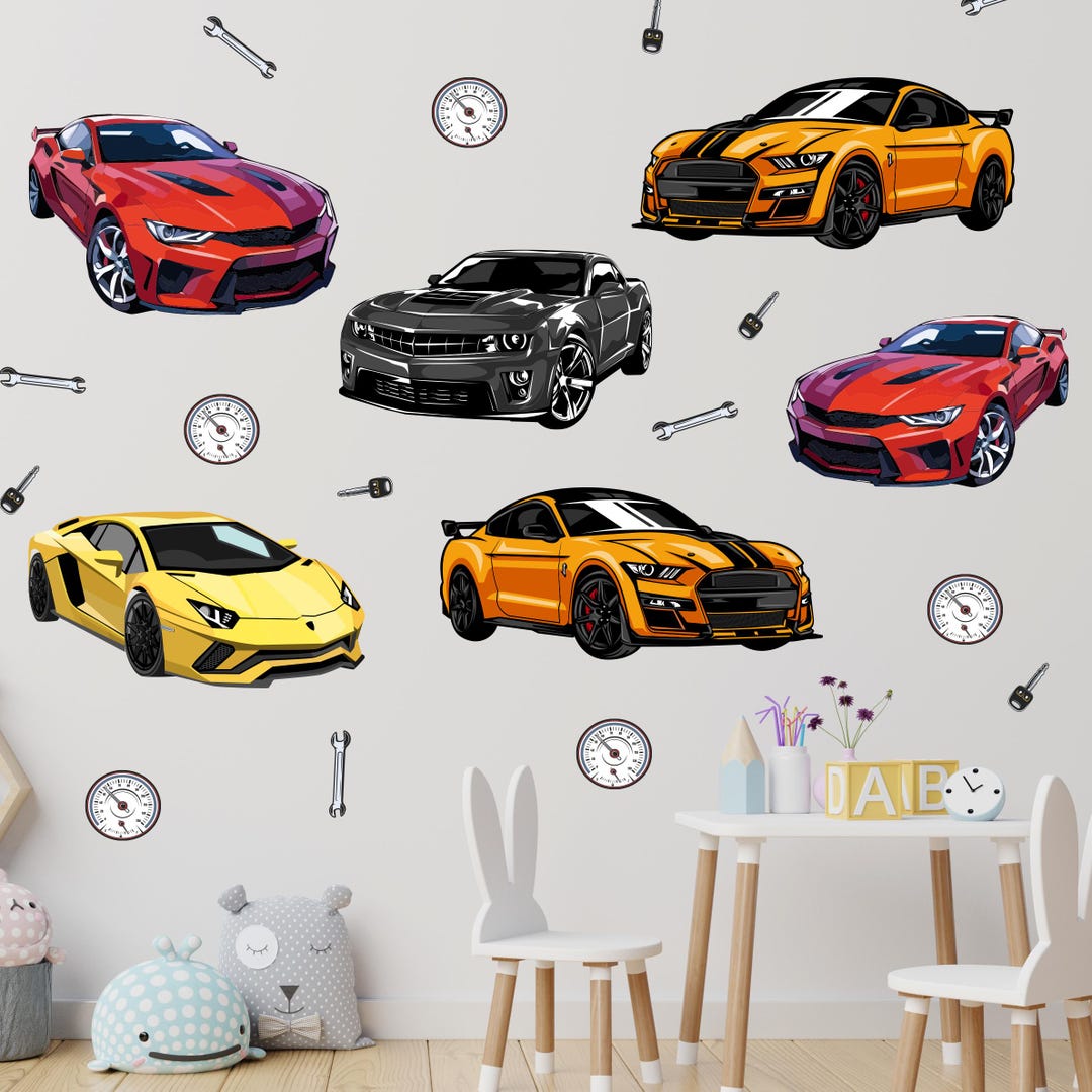 100PCS Kids Stickers, Boys Racing Car Stickers, Sports Car