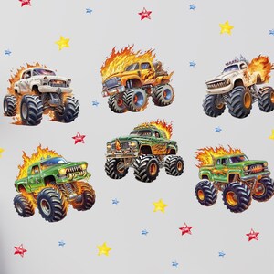 Monster Truck Wall Decals: Boys Room Race Car Decor