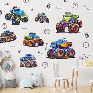 Monster Truck Wall Decals: Boys Room Race Car Decor