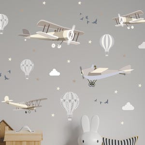 Airplane Wall Stickers, Aviation Nursery Decals with Planes, Boys Room Decor, airplane wall sticker