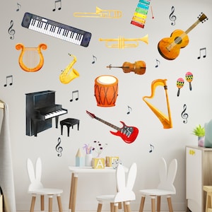 Musical Instruments Wall Decals: Kids&#39; Nursery Music Room Decor