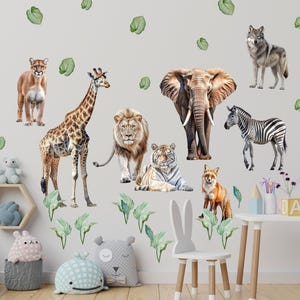 Safari Animal Wall Decals: Watercolor Jungle Nursery Decor