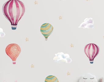 Pastel Hot Air Balloon Wall Decals: Removable Nursery Decor