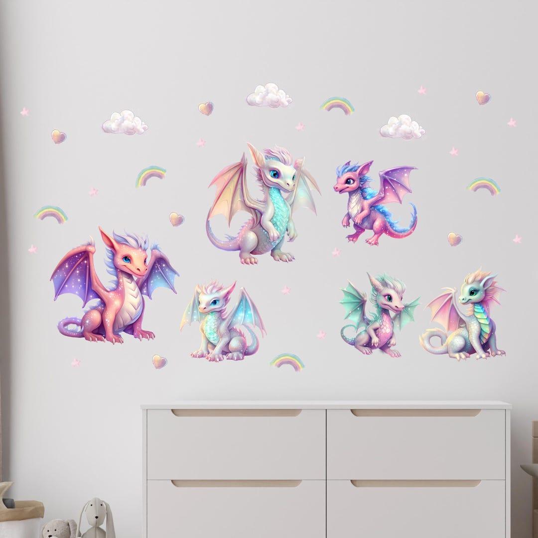 Fantasy Dragon Wall Decals for Kids Room, Baby Room Fantasy Decor ...