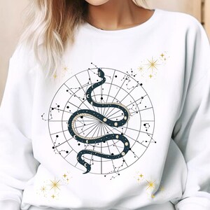 Sternzeichen Schlange Sweatshirt, Astrologie Schlange Konstellation Pullover, Mystische Sternkarte Crewneck, Astrologisches Zeichen Pullover, Horoskop Shirt