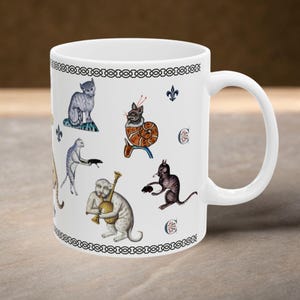 Medieval Cat Coffee Mug Gift Set | Unique Cat Lover Coffee Cup |  Whimsical Renaissance Cat Art + FREE Personalized Gift Card