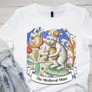 Medieval Cat T-Shirt, Unique Cat Art Shirt, Mythical Cat Apparel, Casual Cotton Tee, Artistic Cat Lover Gift