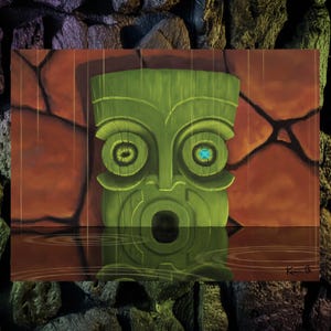 Tiki Bar Exotica Art Print &quot;The Missing Jewel&quot; on Stretched Canvas 1.5&quot; Deep Stretcher Bars Gallery Wrapped Image 12&quot;x16&quot;x1.5&quot;