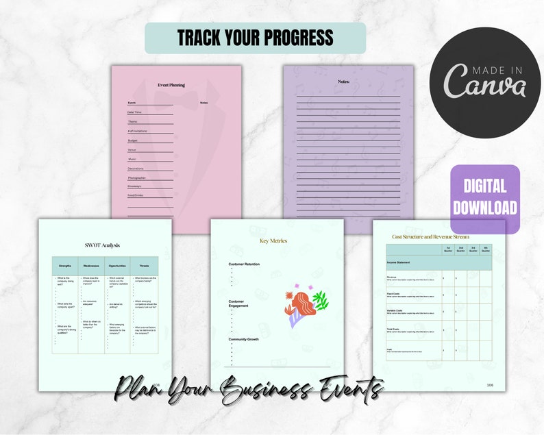 Printable Business Planner Digital PDF Planner 20232024 Etsy