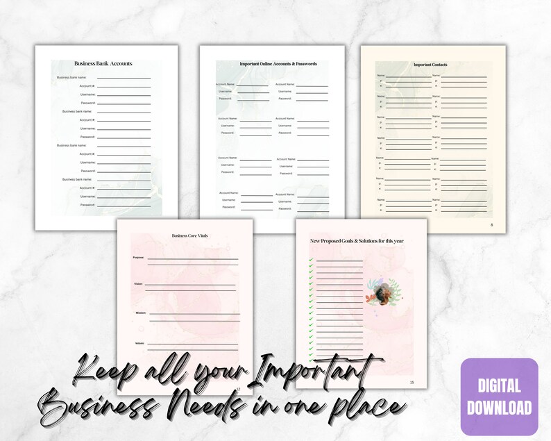 Printable Business Planner Digital PDF Planner 20232024 Etsy