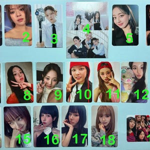 May include: A collection of nineteen rectangular photo cards featuring portraits of various individuals, some with group shots, numbered one through nineteen in bright green text, arranged on a light blue background for display and identification.