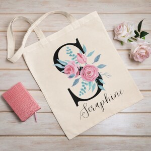 Personalized Tote Bag, Roses Custom Canvas Bag, Rose Shopper Bag, Bridesmaid gift bag, Floral tote bag, Flower tote bag, Roses Floral Bag