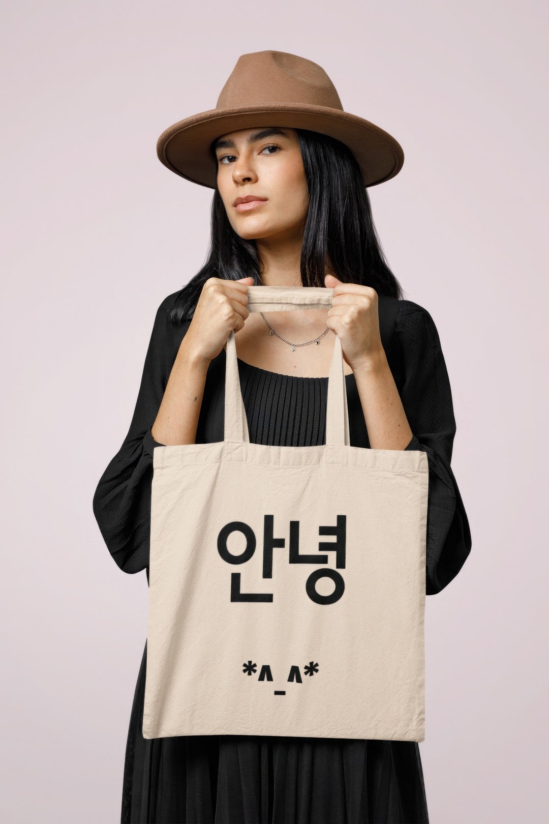 Korean Tote Bag, Korean Canvas Bag, Annyeong Tote Bag, Korean Hello Bag