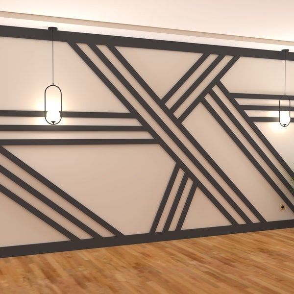 Accent Wall Moulding Modern Design and Installation Build Plan | 14 Sizes Included | Bespoke Wall Design Layout Wood Wall Art | PDF Download