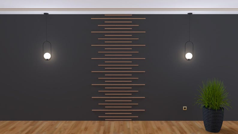 DIY Accent Feature Wall Design and Installation Build Guide | Modern Slat Wall Plans | 1FT-10FT Height | Printable Downloadable PDF Guide image 1