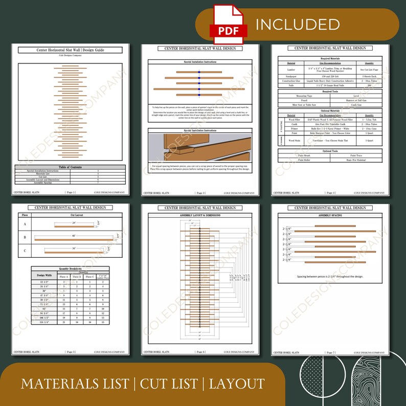 DIY Accent Feature Wall Design and Installation Build Guide | Modern Slat Wall Plans | 1FT-10FT Height | Printable Downloadable PDF Guide image 5